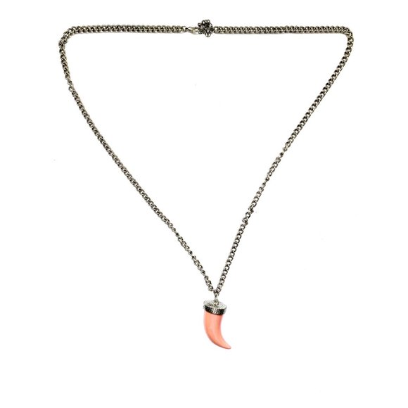 Tiger Tooth Pendant Shape Necklace with Cuban Link Gold Color Necklace - Picture 2 of 3